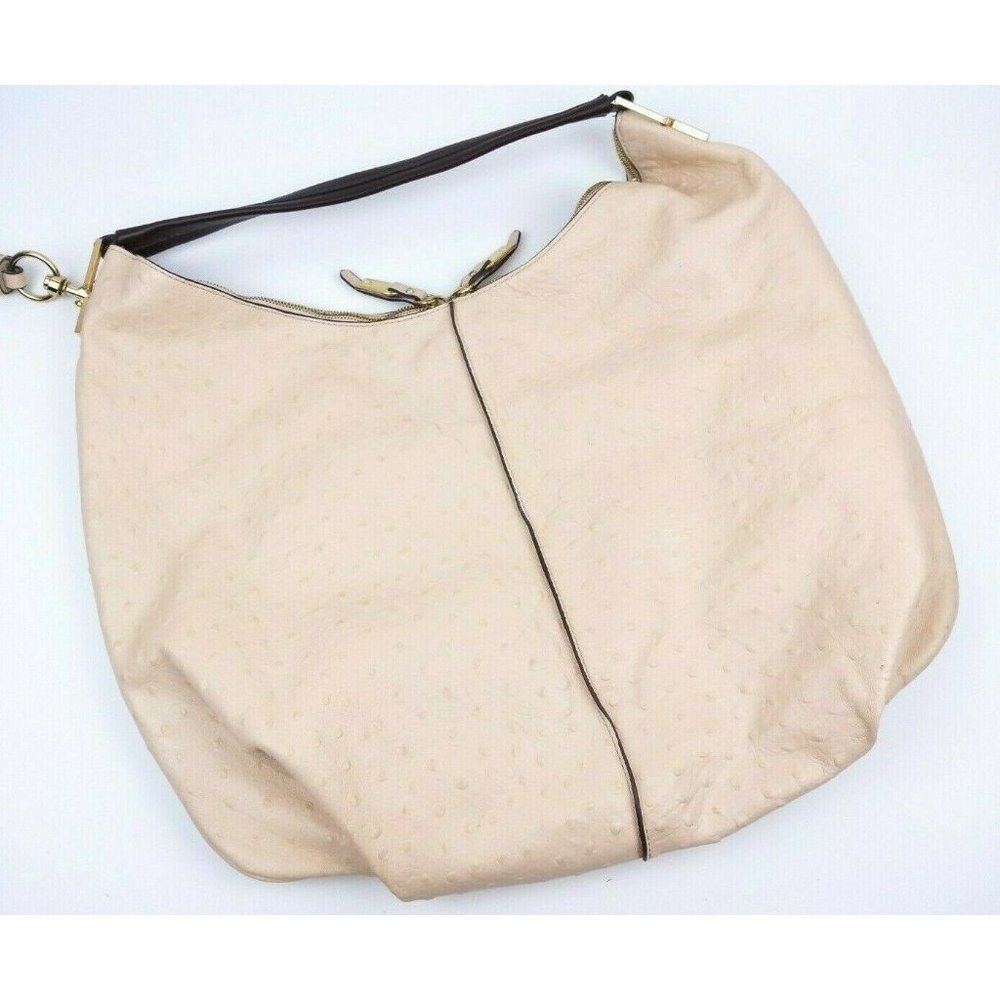 G.I.L.I. QVC Cream Ostrich Leather XL Hobo Bag - Picture 3 of 10